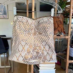 Strapless Gold and Cream beaded Top